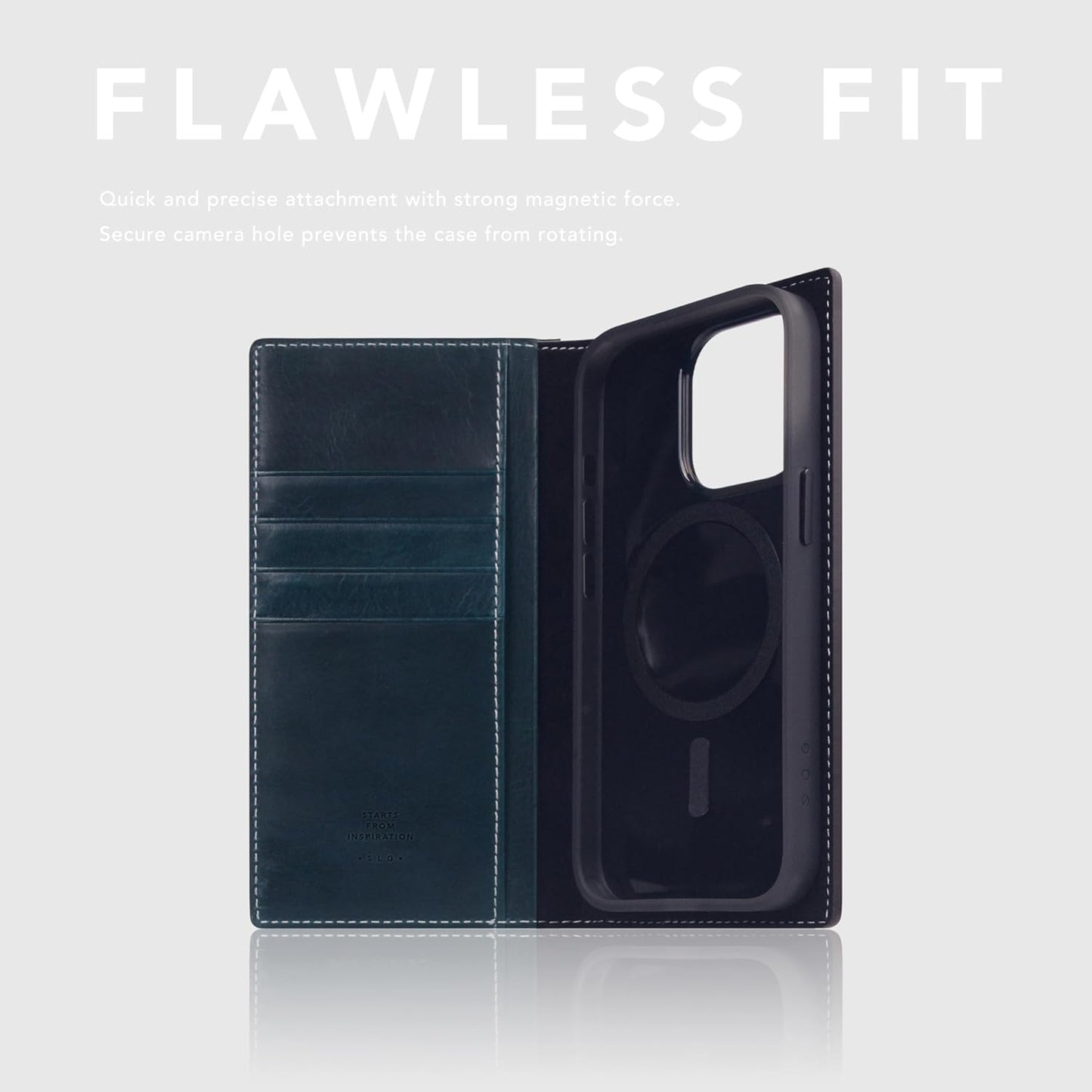 D7 Italian Wax Leather Wallet Case for iPhone 15 Pro - [2-in-1] Handcrafted Detachable Diary Style with Magnetic MagSafe Back Cover, Gift Box Included (Blue)