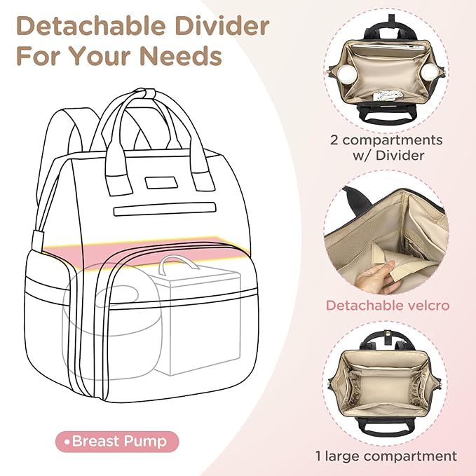 Breast Pump Bag for Spectra S1 S2 Medela, Convertible Large Diaper Bag Backpack for Working Moms with 14 inch Laptop Sleeve & Cooler Storage, Black