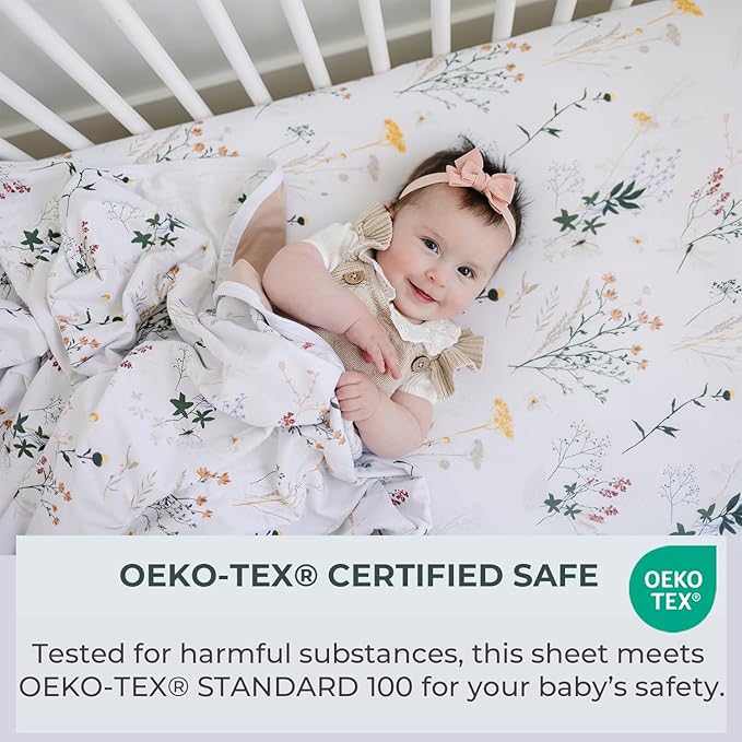 Pobibaby - 2 Pack PremiAum Fitted Baby Girl Crib Sheets for Standard Mattress - Ultra-Soft Jersey Knit, Safe and Snug, and Stylish Floral Crib Sheet (Wildflower)