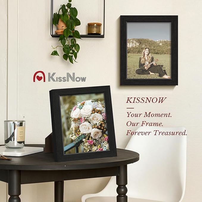 8x10 Picture Frame 2 Pack, Black Solid Wood Gallery Photo Frame, Wall Hanging or Tabletop Display