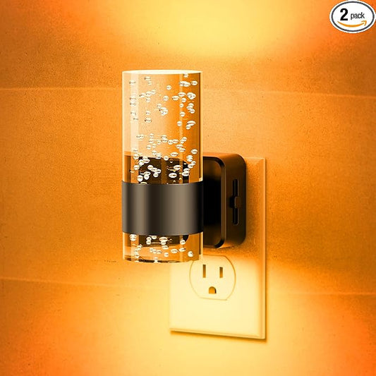 JandCase Night Light, Automatic Night Lights Plug into Wall, Dimmable LED Night Light with Adjustable Brightness, Night Lights Plug in with Auto Light Sensor, Amber for Bathroom Hallway Decor