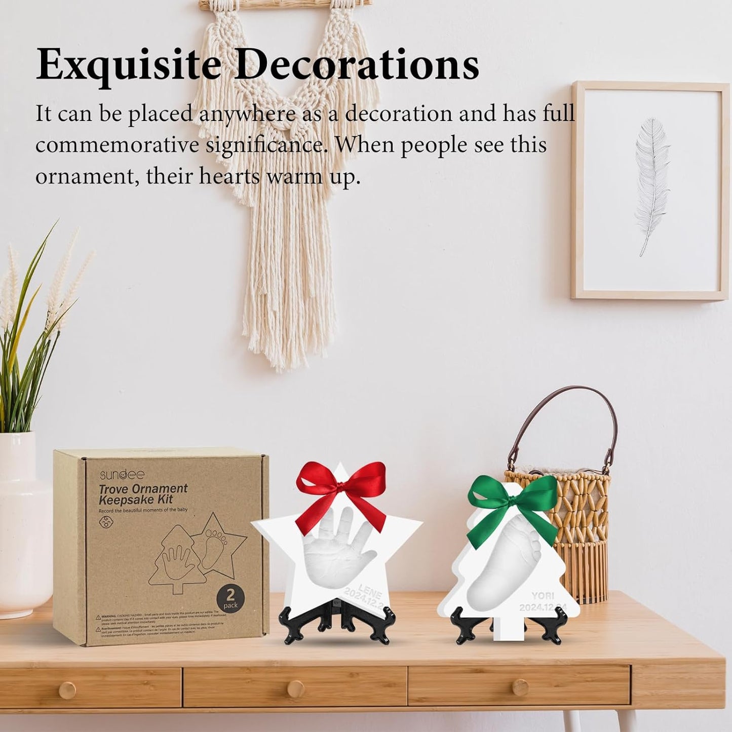 Baby Handprint Footprint Keepsake Ornament Kit, Personalized Baby Foot Printing Kit for Newborn Clay Impression Handmade DIY Imagination to Create