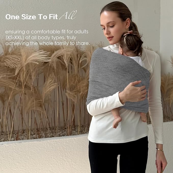 Baby Wraps Carrier, Baby Carrier Wrap Baby Wearing Wrap Newborn Wrap Carrier(7-30lbs), Baby Sling, Baby Carrier Sling for Newborn and Infant, Grey