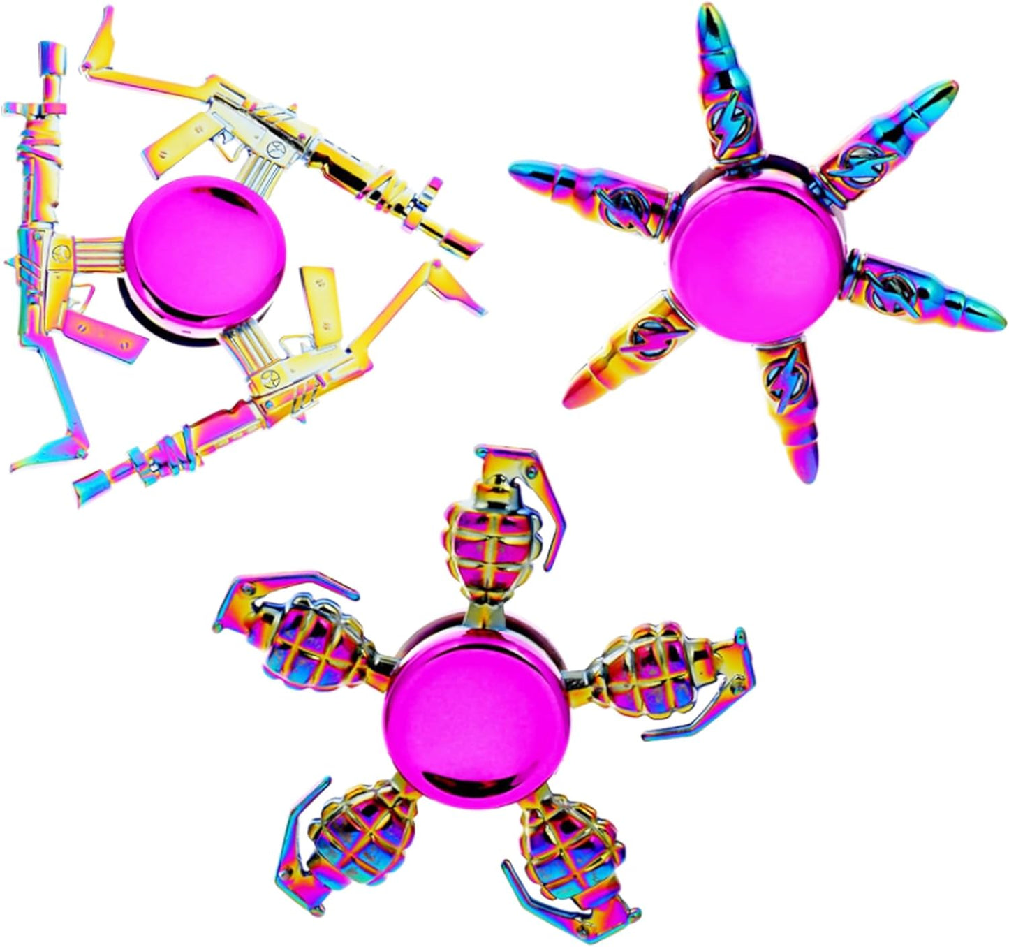 Fidget Spinners Set, Metal Desk Toys for Kids Adults Boys Girls, Hand Spinner Sensory Toys for Party Favors, Stocking Stuffers (3 Pack) (Style-1)