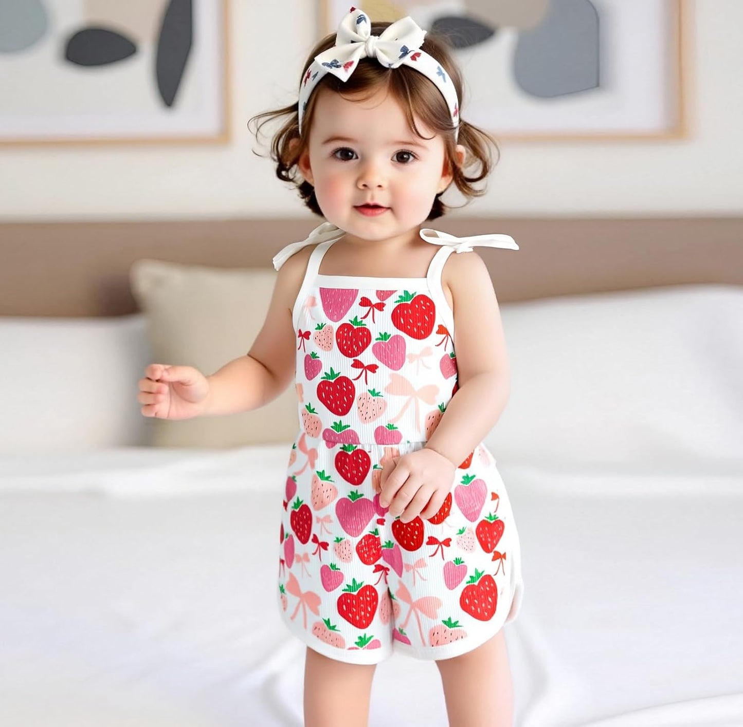 WZTYYDS Toddler Baby Girl Summer Clothes Floral Romper Tie-Up Strap Halter Jumpsuit Infant Summer Sling Playsuit 6M-3T