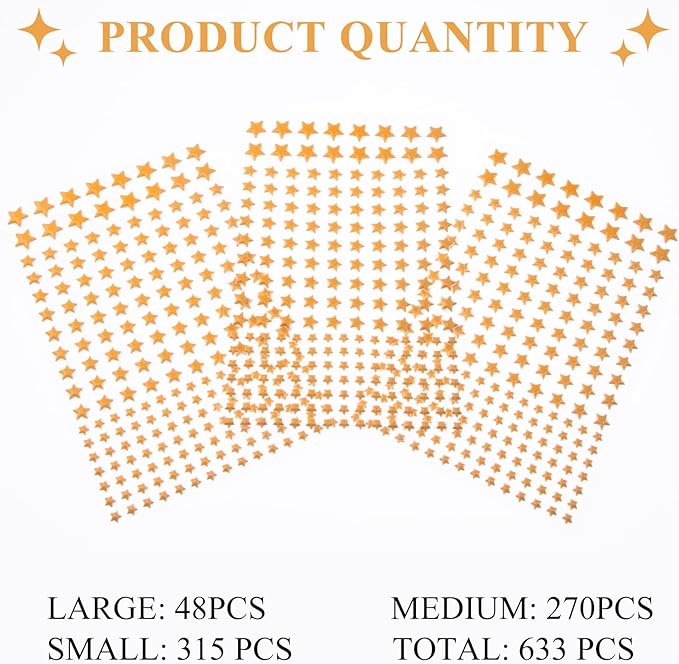 Glow in The Dark Stars Decals Decor 633 Pcs Luminous Dot Stars, 3D Starry Stars Glow in The Dark Stickers for Ceiling or Wall and Kids Bedroom Décor