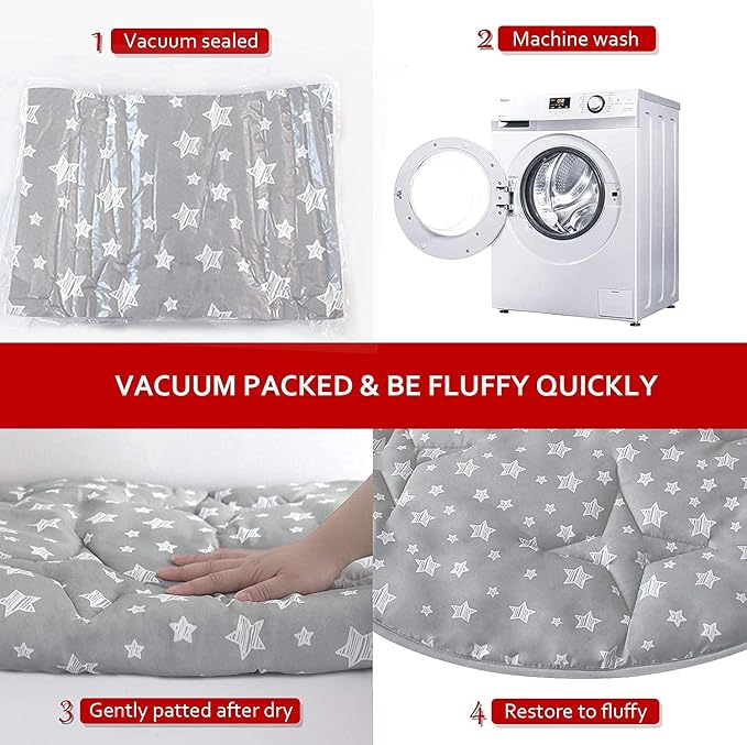 Baby Play Mat, Pop Up Play Tent Mat, Kids Padded Floor Mat Round, Anti Slip Kids Play Tents Indoor Playhouses Mat, 40"x40" Round Area Rug, Pop Up Toddlers Play Pad