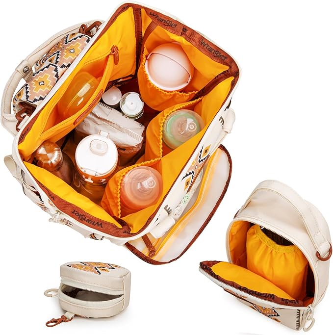 Montana West Wrangler Callie Diaper Bag Backpack with Pacifier Case, Crossbody Bottle Bag and Stroller Straps Western Pattern Multifunction Baby Travel Bag Set WG2215-9110TN