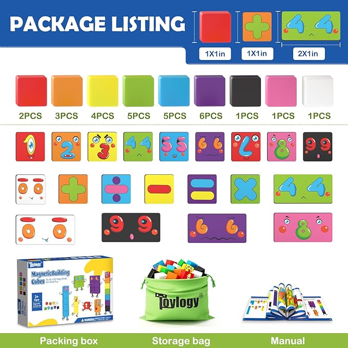 Magnetic Blocks World Building Blocks Edition, STEM Educational Montessori Sensory Learning Toddlers Toys for 3 4 5 Year Old Boys Girls, Number Games 1-10, Birthday Gifts for 3-5 4-8 Year Old Kids