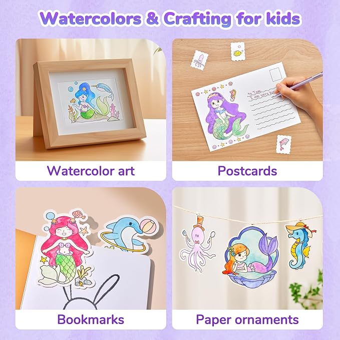 JoyCat Paint with Water Coloring Books for Toddlers, Watercolor Painting Sets for Kids Ages 3-5 4-8, Arts and Crafts Drawing Activities Toy Birthday Gift for Boys Girls (Underwater World)