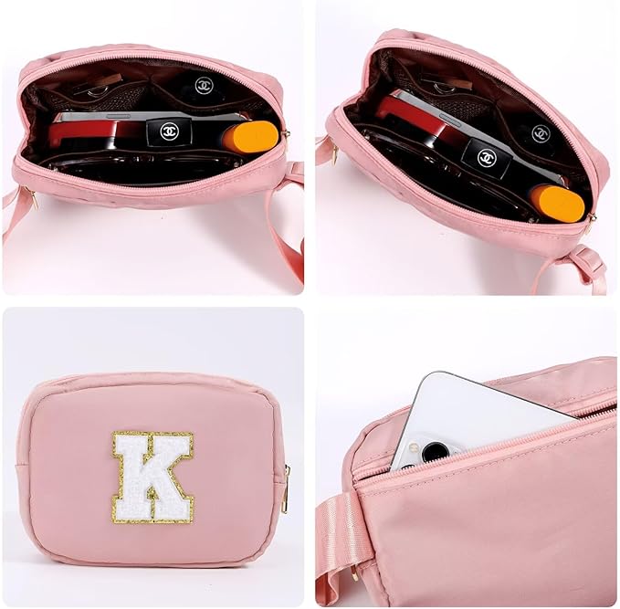 YOOLIFE Best Friends Gifts - Pink Initial Crossbody Belt Bag for Women