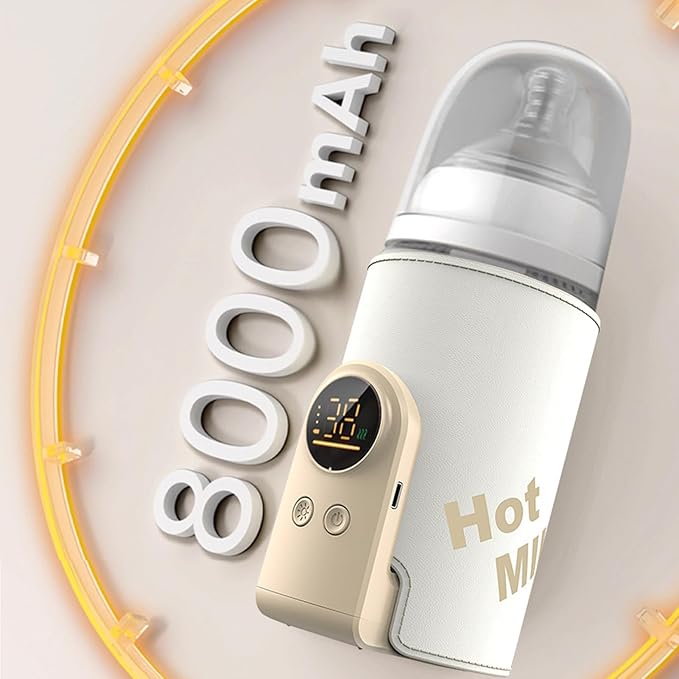 Cordless Baby Bottle Warmer, Portable Fast Baby Milk Warmer Breastmilk Warmer with Intelligent Temperature Adjustment for Home Travel Nighttime Feedings
