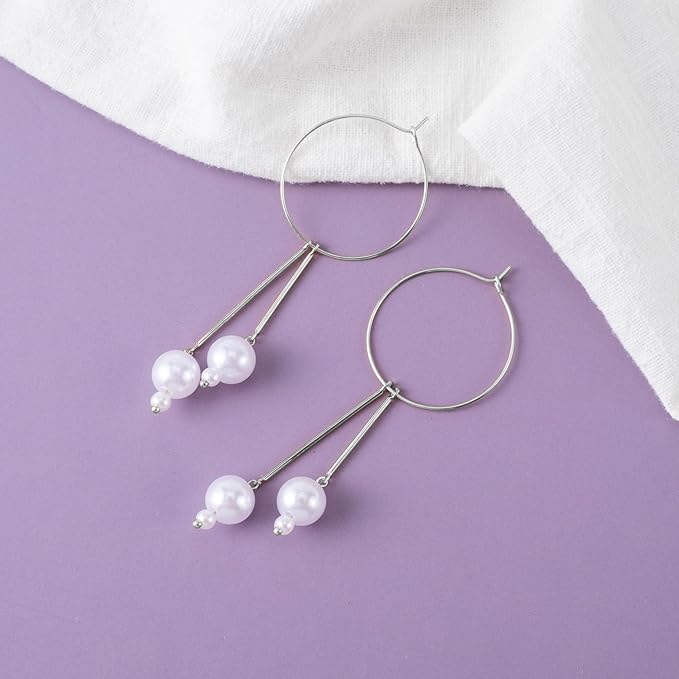 Pndeyo 280pcs Hypoallergenic Earring Beading Hoops, Metal Round Hoop Earrings Findings, Open Earring Wire Ring Accessories for Jewelry Making- Silver