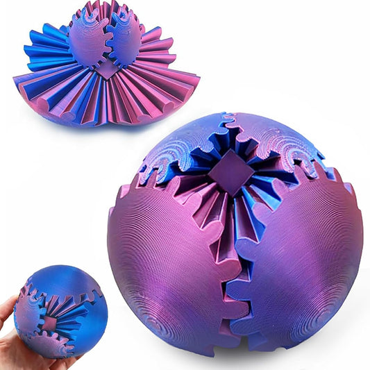 Gear Ball - 3D Printed Gear Ball Spin Ball or Cube Fidget Toy,GearSphere Fidget Toys,The Steampunk Whirling Wonder Fidget Ball Toy,Ideal for Stress and Anxiety Relaxin Desk Toy