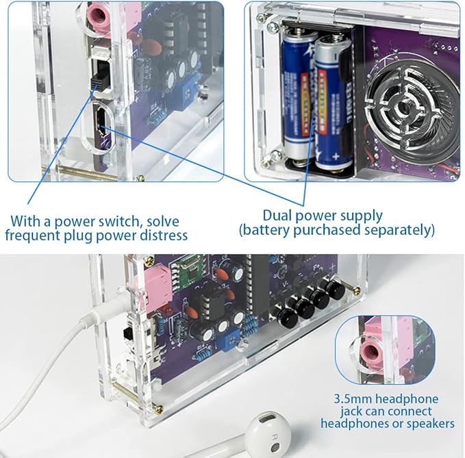 Gikfun FM Radio Kit Soldering Practice Kit DIY School Project FM 87-108MHz with 2 Power Supply Modes, Soldering Learning and Teaching for Beginners, Adults EK1989