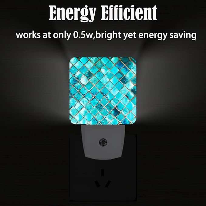 Turquoise Blue Night Light,Plug Into Wall Decor for Stairway,Hallway,Kitchen,Dusk to Dawn Sensor Nightlights for Boys/Girls/Women/Men Room Gifts