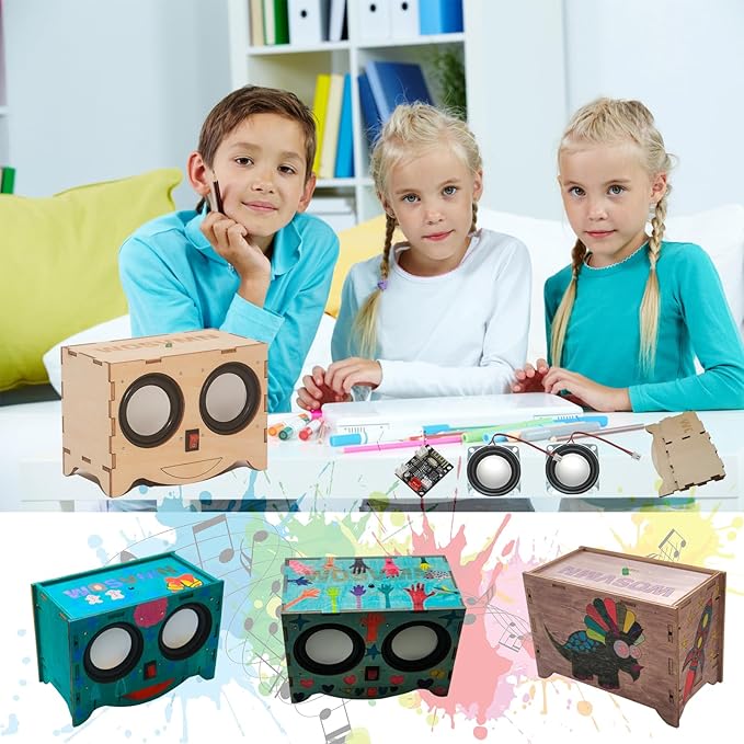 Craft Kit - DIY Bluetooth Speaker Kit, Build Personalized Wood Case Speaker Set, Learning STEM Gifts for Teens