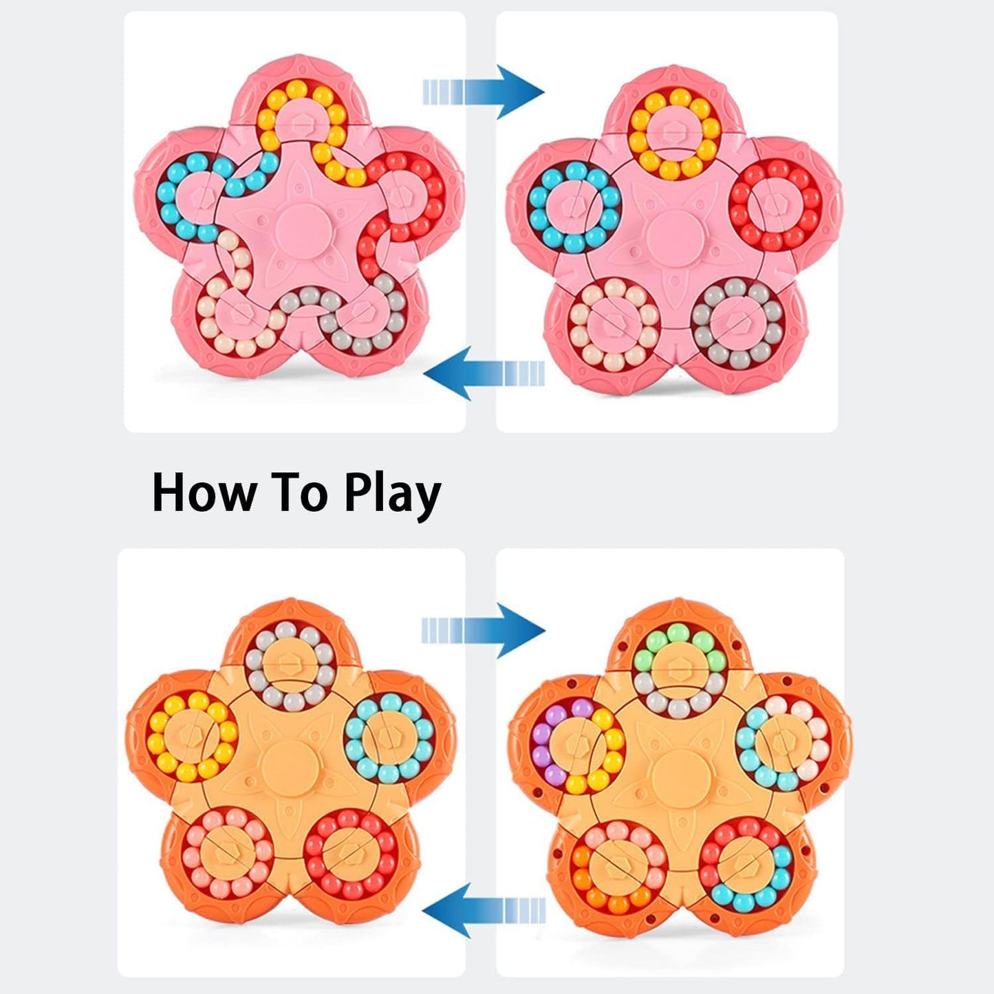 YUDANSI Magic Bean Puzzle Toy, Rotating Magic Bean Fidget Toys 2-in-1, Magic Ball Brain Teaser STEM Game, Gift for Kids Boys Girls Age 3+, 5-7, 8-12, Teen, Adult for Holiday Birthday Graduation Gifts