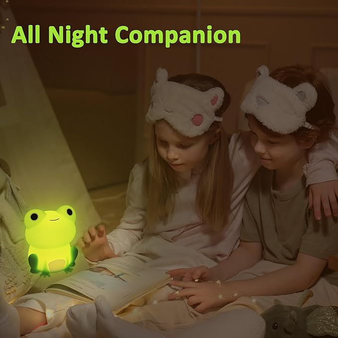 Frog Night Light for Nursery, Rechargeable Dimmable Bedside Lamp with Touch Control(ABS+SIL), Portable Kids Gift for Girls, Boys, Babies