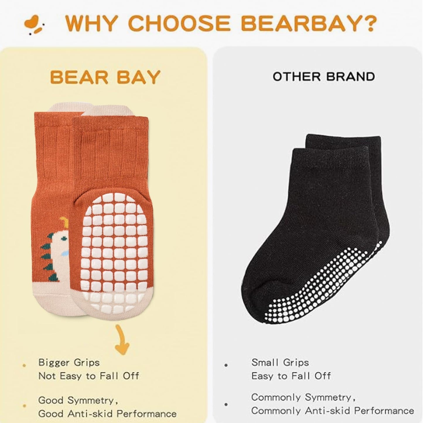 Baby Non Slip Ankle Socks with Grippers for 0 Months-7 Years Old Walking Socks