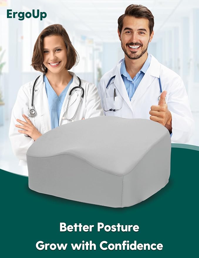 Babelio Ergo-Designed Booster Seat for Kitchen Chair, Promote Proper Upright Posture, Toddler Booster Seat for Dining Table, Removable & Washable Cover, Suitable for 18 Months to 5 Years, Grey