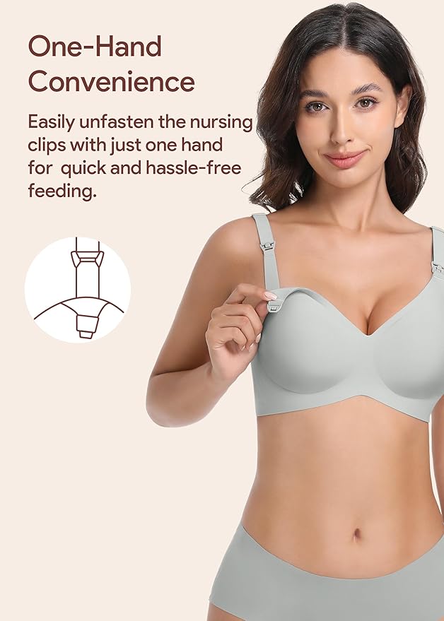 Maternity Nursing Bras Wireless Seamless Ultra-Soft Comfort for Breastfeeding Pregnancy Easy One-Handed Access Sleep Bra