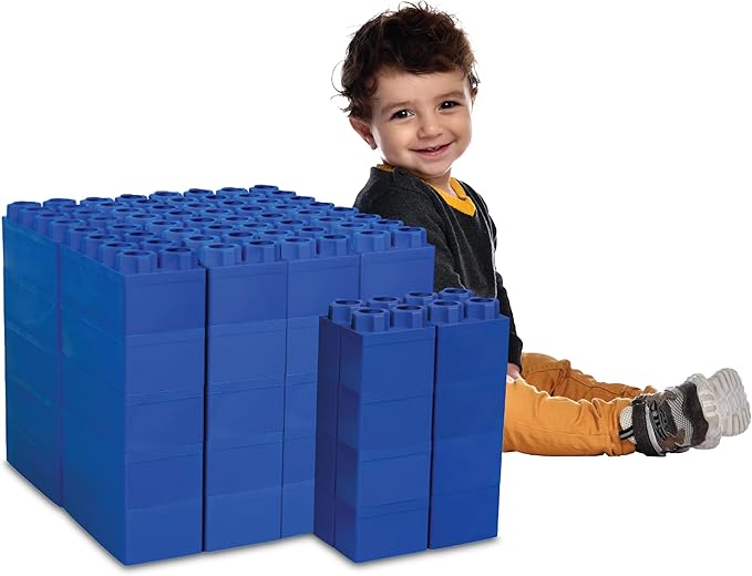 Big Blocks for Kids Ages 4-8 — Indoor & Outdoor Blocks Kids Games — Blue Large Building Blocks - 48 pc