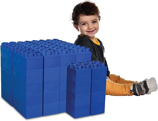 Big Blocks for Kids Ages 4-8 — Indoor & Outdoor Blocks Kids Games — Blue Large Building Blocks - 48 pc