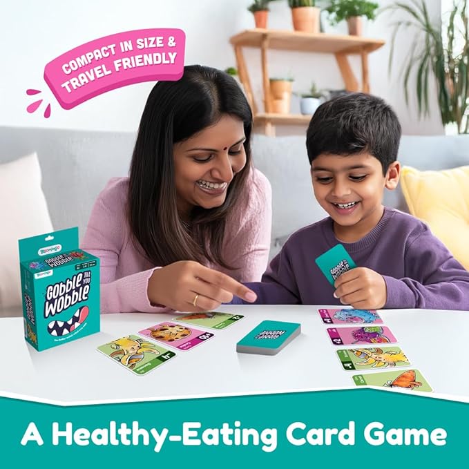 Bloomingo Gobble Till You Wobble: Fun Card Game for Kids & Adults; Perfect for Family Gatherings & Travel; Ages 6+; Blue