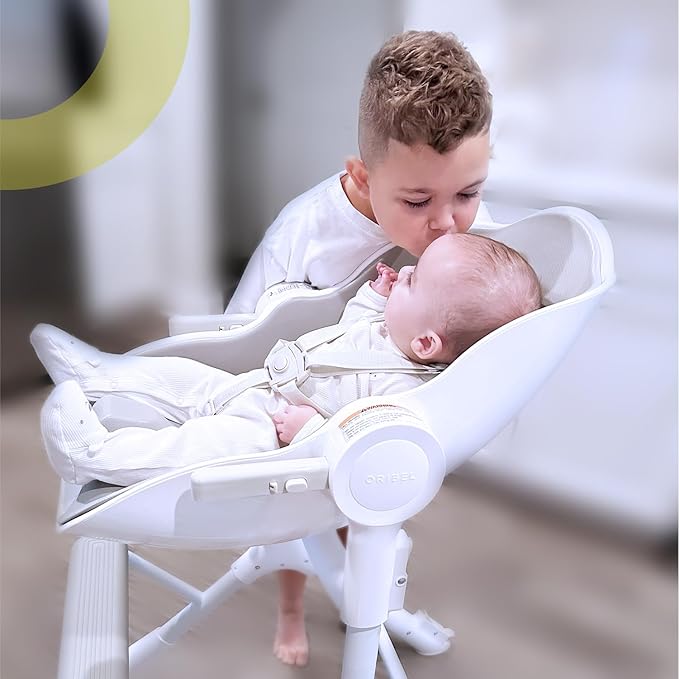 ORIBEL Cocoon Z High Chair & Baby Lounger | Perfect High Chair for Toddlers/Newborns | Glides Easily on All Surfaces | Secure Locks | Convertible Chair for Napping & Feeding (Ice Grey)