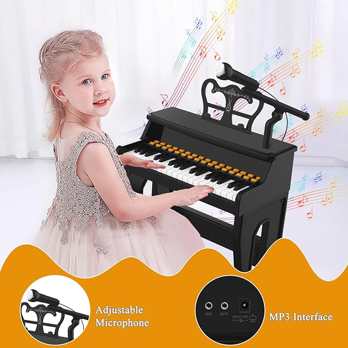 Dollox Keyboard Piano for Kids, Toddler Piano Toys 37 Keys Kid Musical Instruments Electric Keyboard Baby Pianos for Beginners Mini Music Toy with Stool, Birthday Gift for Age 3 4 5 6 Years Old