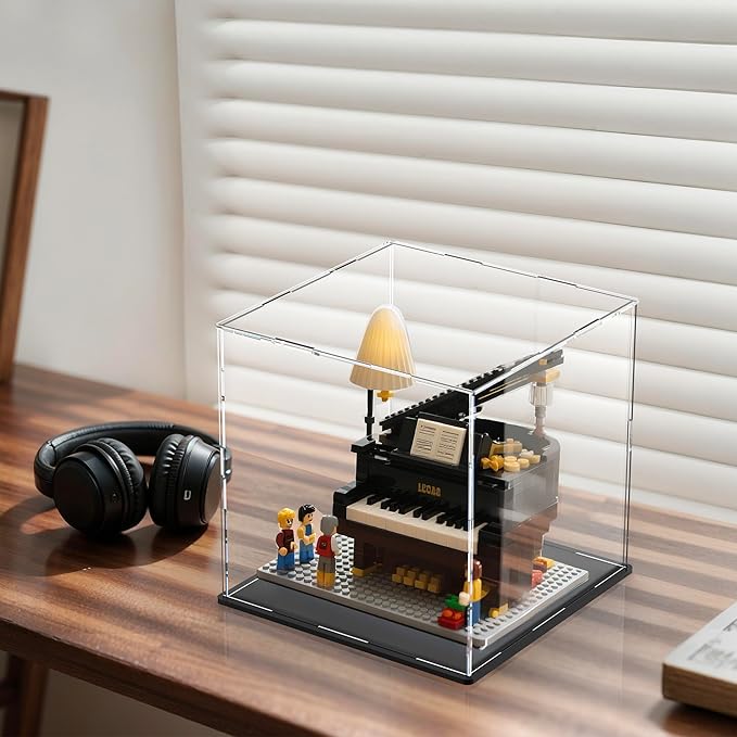 11 Inch Acrylic Case for Display, Clear Display Acrylic Box for Collectibles, Alternative Glass Case with Matt Black Stand for Display Action Figures