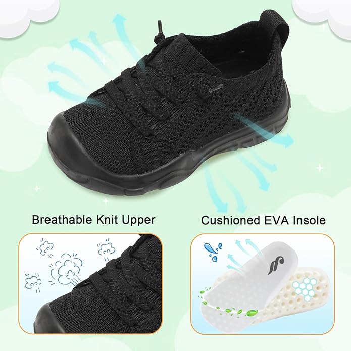 JIASUQI Toddler Shoes for Boys Girls Slip on Sneakers Wide Toe Walking Shoes Toddler Sock Shoes