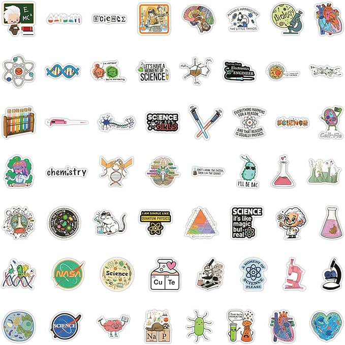 110 PCS Science Stickers for Water Bottles,Science Laboratory Stickers for Adults Students Kids Teacher,Physics Biology Chemistry Experiment Math Gifts