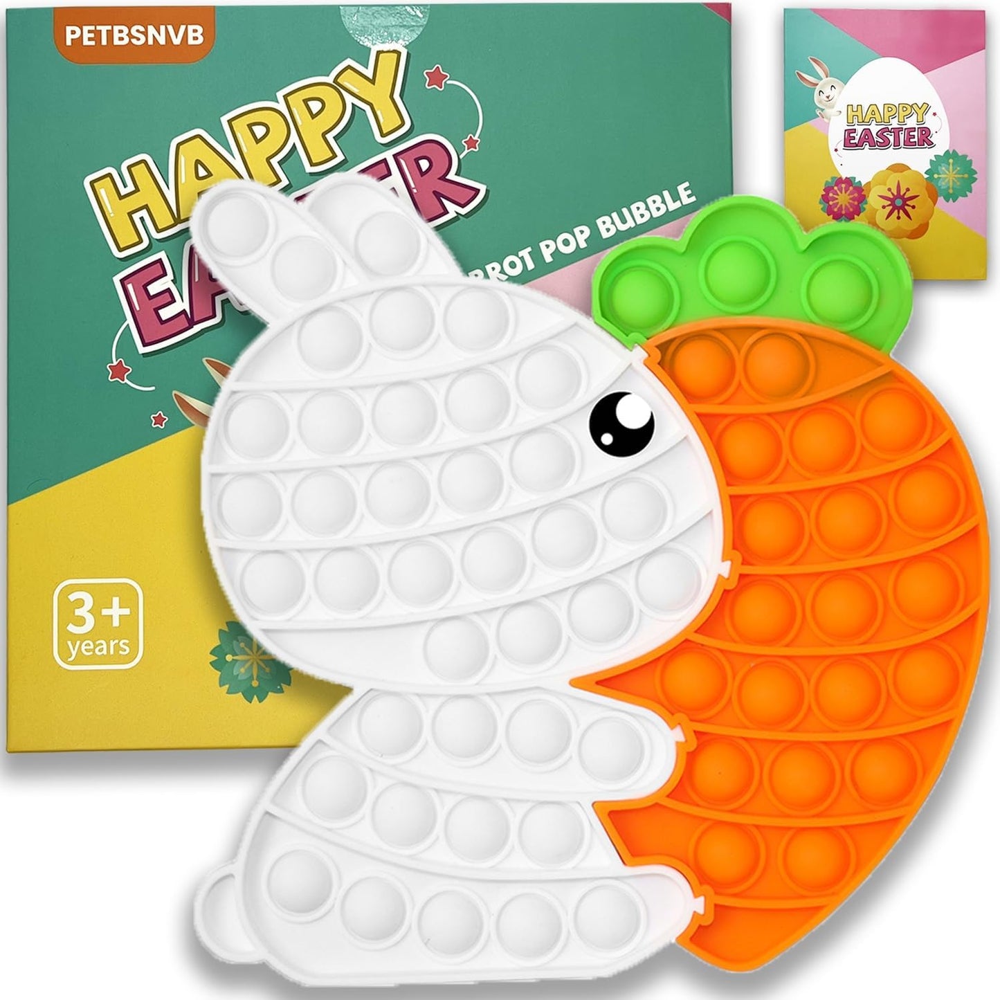 Bunny Carrot Pop Bubble Fidget Sensory Toys,Puzzle Popper Toy Pack,Great Gifts for Kids Boys and Girls 3 4 5 6 7 8 9 Year Old Birthday Party,Christmas,Stocking Easter Basket Stuffers(White)