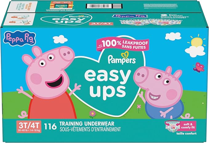 Pampers Training Pants - Easy Ups Girls & Boys - Size 3T-4T, 116 Count, Peppa Pig Potty Underwear (Packaging May Vary)