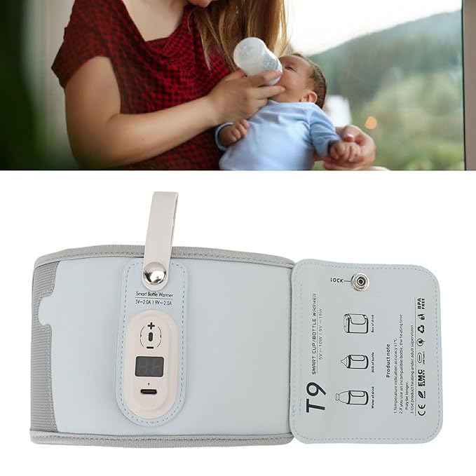 Denash Portable Bottle Warmer for Travel, 6 Gear Temperature, Fast Heating, Baby Milk Warmer for Breastmilk or Formula, Accurate Temperature Control