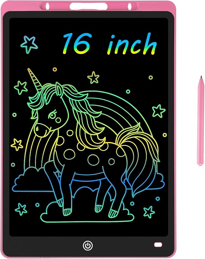16 Inch LCD Writing Tablet - Colorful Electronic Drawing Pad & Doodle Board for Kids Ages 3-8, Erasable Educational Toy, Birthday Gift and Christmas for Girls and Boys