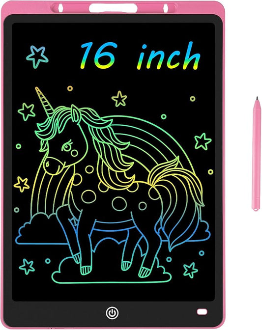 16 Inch LCD Writing Tablet - Colorful Electronic Drawing Pad & Doodle Board for Kids Ages 3-8, Erasable Educational Toy, Birthday Gift and Christmas for Girls and Boys