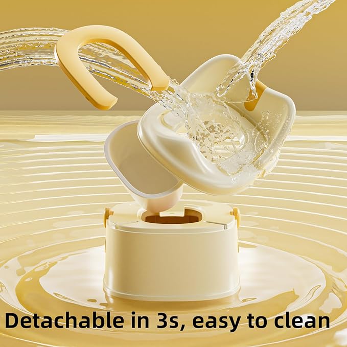 3 in 1 Toddler Potty Training Toilet Seat with Steps Ladder, Foldable Potty Train Chair Adapter for Toddlers Kids Boys Girls, Yellow