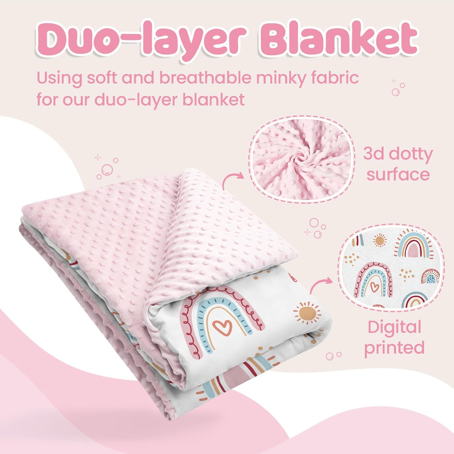 SANDJEST Rainbow Kid Blanket for Girls - 30 x 40 Kids Minky Blanket - Gifts for Kids on Birthday Christmas Nursery Bedroom Decor