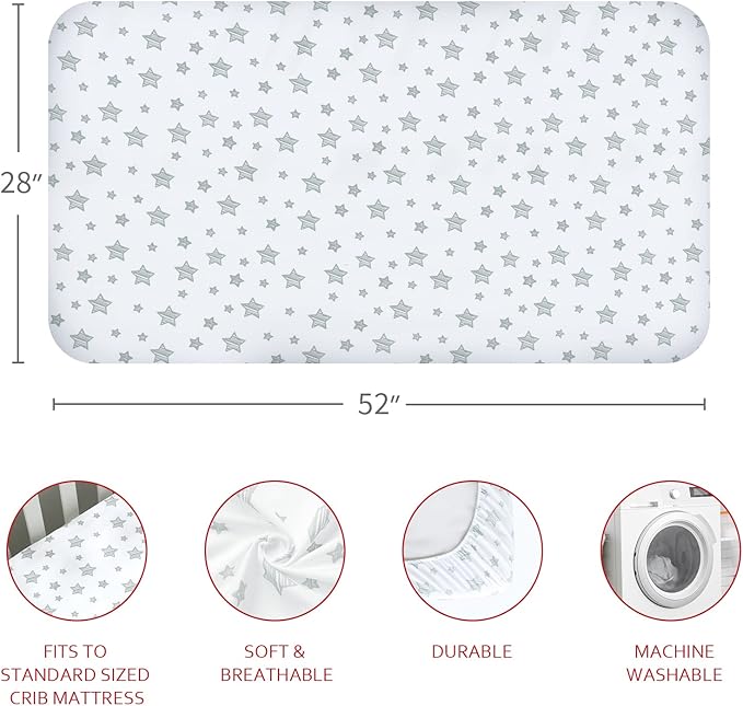 Crib Sheets for Girls 4 Pack, Fitted Crib Sheets for Standard Size Crib and Toddler Mattresses, Soft and Breathable Baby Gift Girl Set, Pink