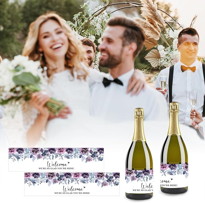 100PCS Wedding Water Bottle Labels Waterproof Greenery Floral Wraps Sticker for Water Bottle Baby Shower Bottle Label for Bridal Shower Party Welcome A05