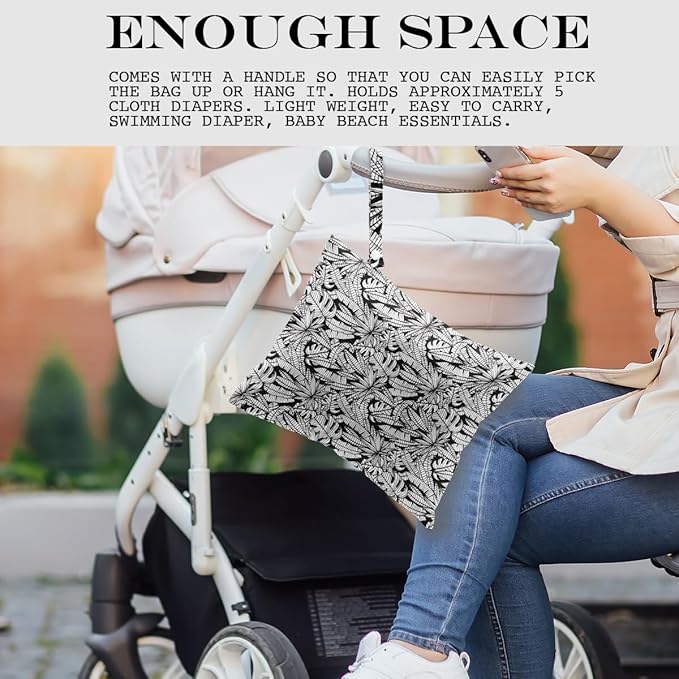 Wet Bag, Wet Dry Bag, Wet Bag for Swimsuit, Travel, Beach, Pool, Diapers, Dirty Yoga Gym Clothes, Makeup Bag, Waterproof Tropical Palm Leaves Decor Jungle Palm Leaf Favors