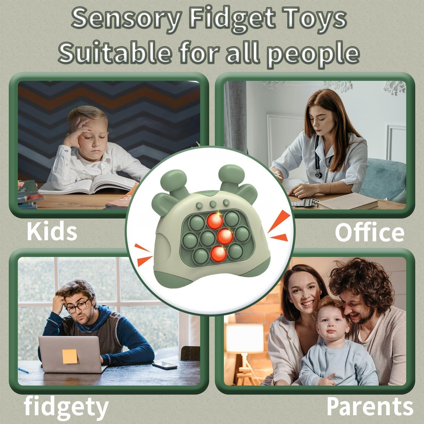 Upgrade Quick Push Toy with Lights, Fast Push Bubble Game Fidget Sensory Toys, Pocket Game for Kids Children's Decompression Breakthrough Puzzle Game Machine