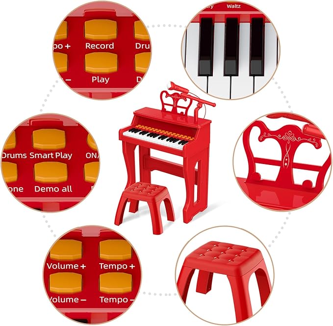 Toy Pianos for Kids Ages 3-7 - Children's Musical Keyboard for Beginners Boys Girls Birthday Gift Learning Piano 37 Keys 4 5 6 8 Years Old Girls and Boys Birthday Gift