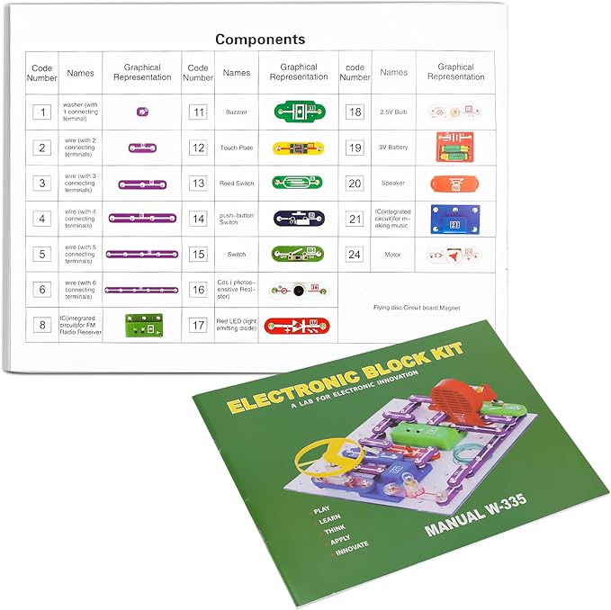 ELSKY 335 Electronics Discovery Kit - Circuits Experiments and Smart Blocks for Kids to Build DIY Electric Circuits