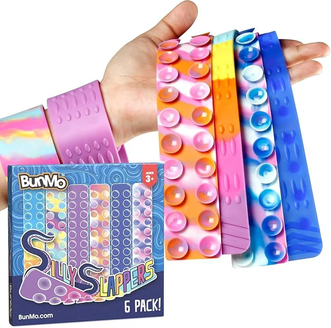 BUNMO Sensory Toys Stretchy Strings for Toddlers 3+ - Stimulating & Addictive Fidget Toys for Kids - Hours of Fun for Kids - Non-Mouthable Toy 3+ - Suction 6 Pack