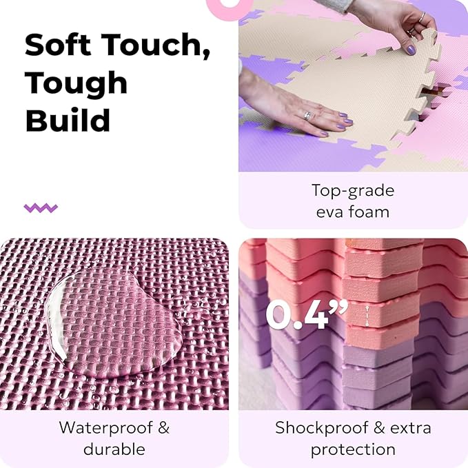 MioTetto Baby Play Mat, Soft Foam Floor Tiles for Kids. Adjustable Interlocking Foam Tiles, Fits with 50x50 Playpen Baby mat for Crawling & Development, Safe & Non-Toxic Playmat for Babies 6-12 Months