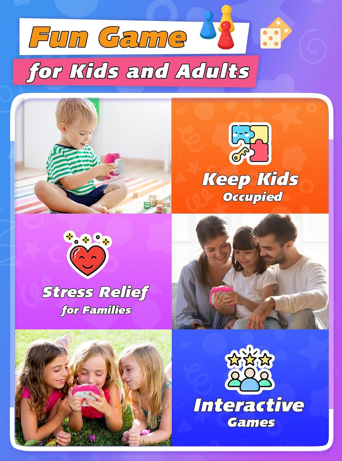 Fast Push Bubble Up Fidget Toy, Electronic Light Up Game Console, Cool Birthday Gifts for 6 7 8 9 10-12 Year Boys and Girls Stress Toy, Concentration Speed Puzzle Game for Family Party-Pink